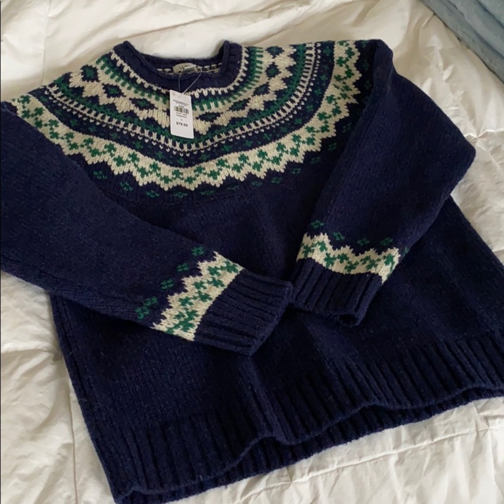 LL Bean fairisle sweater 100% wool